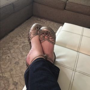 Cute gently worn silver ankle strap sandals